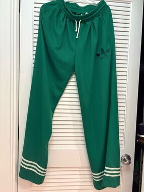 Adidas womens Green Three-Stripe Track Pants